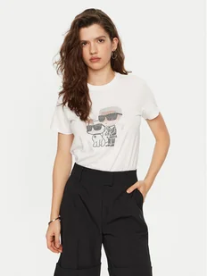 KARL LAGERFELD T-Shirt A1W17131 Biały Regular Fit - Koszulki i topy damskie - miniaturka - grafika 1