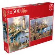 Puzzle - Jumbo 2x500 EL Wędkarstwo nad morzem 469585 - miniaturka - grafika 1