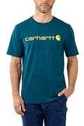 Koszulki sportowe męskie - Koszulka męska T-shirt Carhartt Heavyweight Core Logo S/S H70 Night Blue Heather ciemnoniebieski - miniaturka - grafika 1
