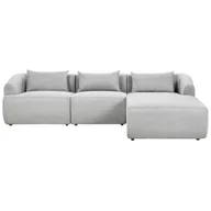Narożniki - BELIANI Narożnik lewostronny 3-osobowy szary tapicerowany sofa narożna dodatkowe poduszki minimalistyczny styl - miniaturka - grafika 1
