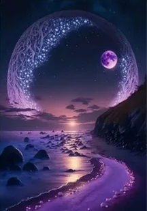 Diamentowa Mozaika Księżyc Ametystowy Szlak 30x40 - Zabawki kreatywne - miniaturka - grafika 1