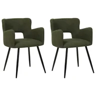 Krzesła - 2 krzesła do jadalni boucle ciemnozielone SANILAC - miniaturka - grafika 1