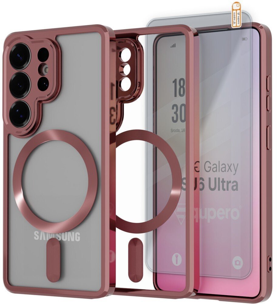 SUPERO Etui Supero MagSafe do Samsung Galaxy S26 Ultra, przezroczysto-różowe + szkło