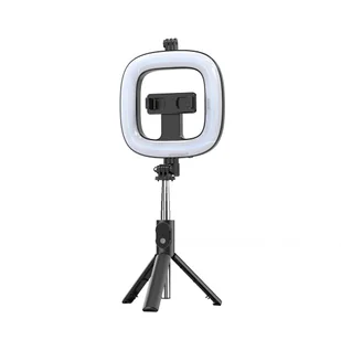 UCHWYT SELFIE - z odpinanym pilotem bluetooth, tripodem i lampą pierścieniową - P20D Czarny - Selfie stick - miniaturka - grafika 1
