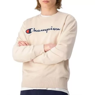 Bluzy sportowe męskie - Bluza Champion Embroidered Script Logo Sweatshirt 217061-YS015 - beżowa - grafika 1