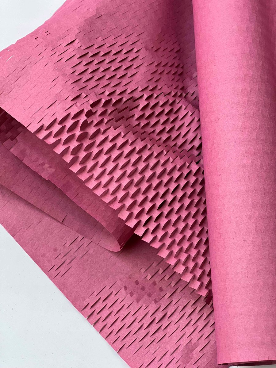 Papier kraftowy do pakowania prezentow Plaster miodu 50cmX10m Różowy neon
