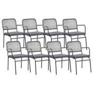Fotele i krzesła ogrodowe - BELIANI Zestaw 8 krzeseł ogrodowych z poduszkami TACENO Metal Szary - miniaturka - grafika 1
