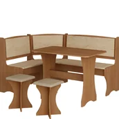 Stoły z krzesłami - Zestaw Kuchenny Narożny z Taboretem Zestaw Kuchenny MebloCross Craft Biały, Eco Beż - miniaturka - grafika 1