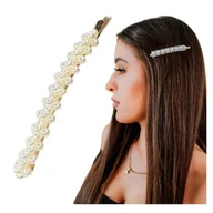 Ozdoby do włosów - Spinka do Włosów Złota Biała Wsuwka z Perłami Ślubna Lekka i Bezpieczna - miniaturka - grafika 1