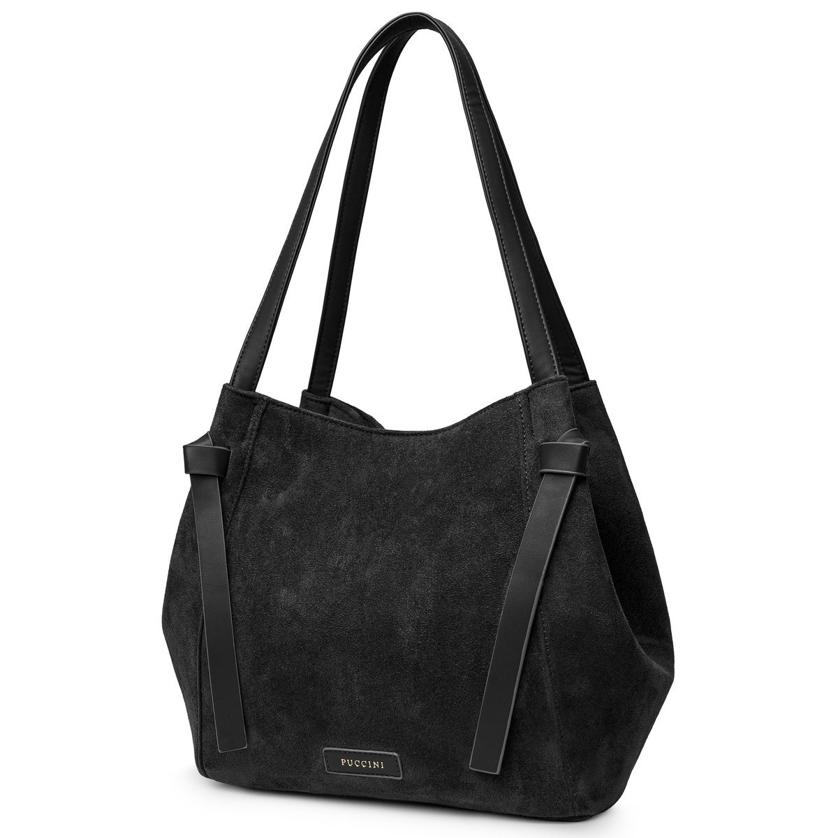 Torebka Damska Shopper Zamsz Zamszowa Czarna PUCCINI BK1261001D-1