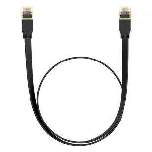 Baseus szybki kabel sieciowy RJ45 cat. 7 10Gbps 0.5m płaski czarny - Kable miedziane - miniaturka - grafika 1