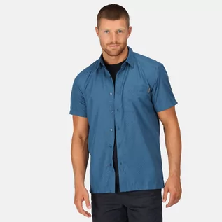 Koszule męskie - Regatta Męska Koszula z Krótkim Rękawem Mindano Vii Niebieski, Rozmiar: Xxl - grafika 1