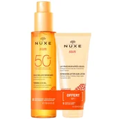 Balsamy i kremy do opalania - Nuxe Sun, brązujący olejek do opalania, w sprayu, SPF 50, 150 ml + balsam po opalaniu, 150 ml gratis - miniaturka - grafika 1