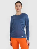 Koszulki sportowe damskie - 4F Longsleeve do biegania szybkoschnący damski - granatowy L - miniaturka - grafika 1