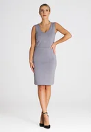 Sukienki - Dopasowana sukienka z pianki - sukienka szara - rozmiar L - miniaturka - grafika 1