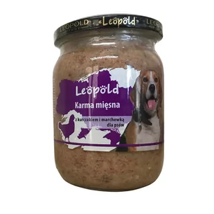 Leopold Karma mięsna z kurczakiem i marchewką dla psów 500g (Słoik) - Mokra karma dla kotów - miniaturka - grafika 1