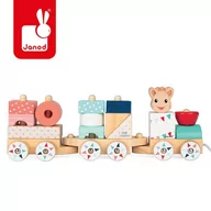 Zabawki interaktywne dla dzieci - Janod Pociąg Z Klockami Żyrafka Sophie 12-36 M-cy - miniaturka - grafika 1