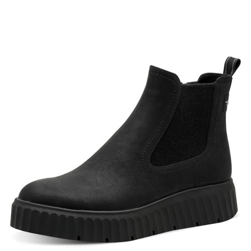 Tamaris Damskie botki Flat 1-25420-45, czarne, 40 EU, czarny, 40 EU