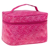 Kosmetyczki, organizery i kuferki - INTER-VION Geometric kuferek prostokątny na suwak Magenta - miniaturka - grafika 1