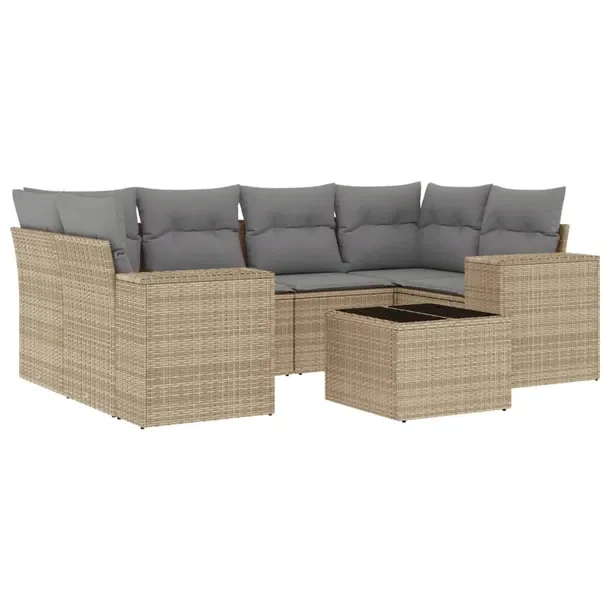 Zestaw mebli ogrodowych modułowych 5-częściowy beżowy, rattan PE, 62 x