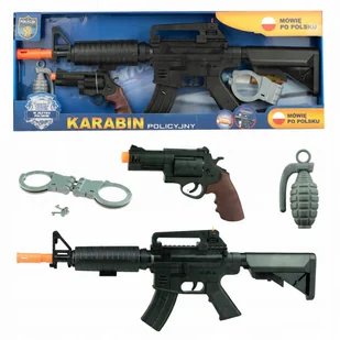 Karabin zabawka z dźwiękiem dla dzieci Pistolet zabawkowy POLICYJNY zestaw - Zabawki militarne - miniaturka - grafika 1