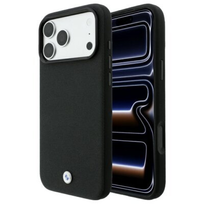 Etui BMW Kevlar Metal Logo MagSafe do Apple iPhone 17 Pro Max/18 Pro Max Czarny