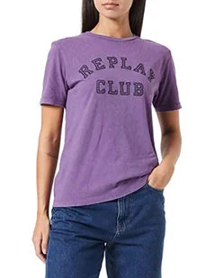 Replay T-shirt damski, 075 Fioletowy, L - Koszulki i topy damskie - miniaturka - grafika 1