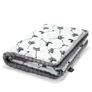 LA MILLOU CIEPŁY KOCYK MINKY- L - BOHO ROYAL ARROWS GREY - Koce i narzuty dla dzieci - miniaturka - grafika 1