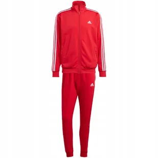 Dres męski adidas Basic 3-Stripes Tricot Track Suit czerwony IJ6056 XL - Dresy męskie - miniaturka - grafika 1