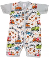 Pajacyki dla niemowląt - PAJAC KRÓTKI RĘKAW rampers KOPARKI 56 KLEKLE - miniaturka - grafika 1