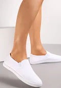 Trampki damskie - Białe Materiałowe Tenisówki na Elastycznej Podeszwie Aishani - miniaturka - grafika 1
