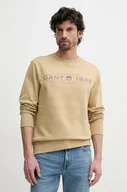 Bluzy męskie - Gant bluza męska kolor zielony z nadrukiem 2044016 - miniaturka - grafika 1