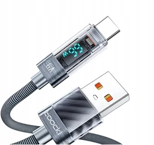 Toocki kabel 2 metry USB A do Usb C 6A 66W 2m szary LCD, miernik - Kable USB Toocki kabel 2 metry USB A do Usb C 6A 66W 2m szary LCD, miernik - Kable USB - miniaturka - grafika 1