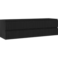 Szafki łazienkowe - Mexen Rivel szafka łazienkowa podumywalkowa 160 cm, 2 szuflady, ryflowana , czarna mat - 91A20-16047-2-BFF71 - miniaturka - grafika 1