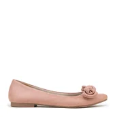 Półbuty męskie - Damskie baleriny z ekozamszu z kokardą - miniaturka - grafika 1