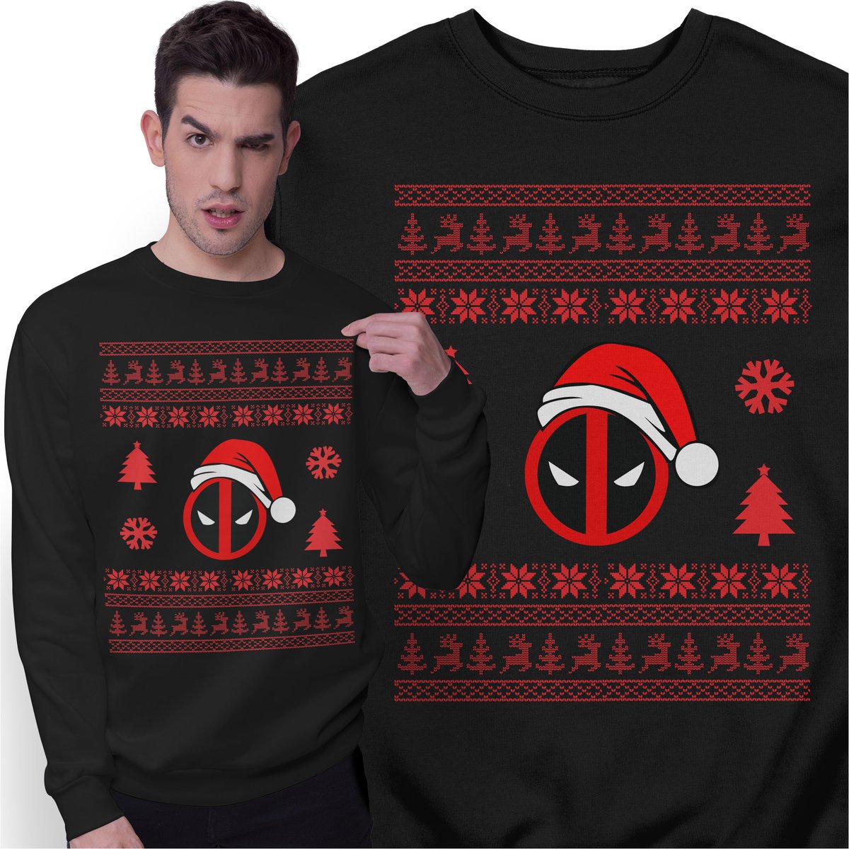 Świąteczna Bluza Prezent na Święta Deadpool Mikołaj Świąteczny Sweter