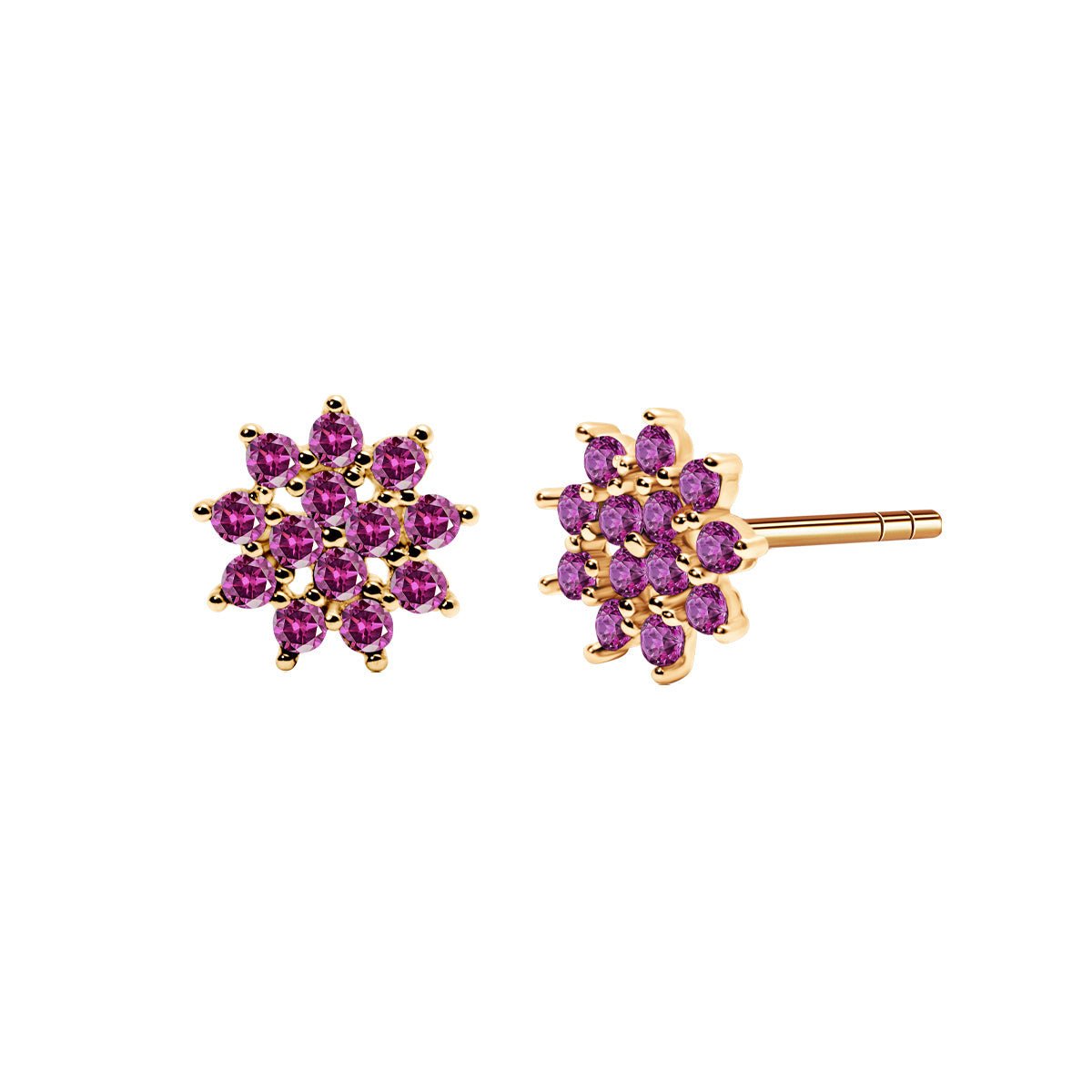 Złote kolczyki z rubinowymi cyrkoniami Verona
