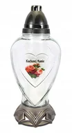 Lampiony i znicze - Szklany Znicz Serce Kochanej Mamie Lampion Z Dedykacją Dla Mamy - miniaturka - grafika 1
