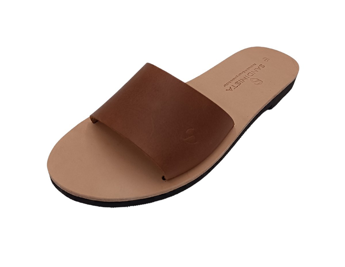 Brązowe klasyczne klapki damskie ze skory naturalnej SANDINISTA A4160A [Rozmiar: 36]