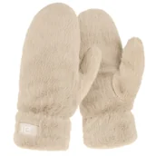 Rękawiczki - Rękawiczki Damskie Futerk Ocieplane Jednopalczaste Kremowe - miniaturka - grafika 1