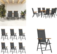 Meble ogrodowe - vidaXL 7-częściowy ogrodowy zestaw jadalniany czarno-brązowy aluminium - ogrodowy zestaw jadalniany - ogrodowy zestaw jadalniany - zestaw jadalniany - meble ogrodowe - miniaturka - grafika 1