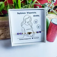 Bransoletki - Bransoletka dla PRZYSZŁEJ MAMY Baby Shower na PREZENT Ametyst Serce/GiovanniDivine - miniaturka - grafika 1