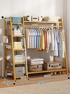 Wieszaki i stojaki - Bambusowy wieszak na ubrania z 5 półkami – długość 130 cm - miniaturka - grafika 1
