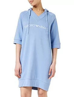 Bluzy damskie - Emporio Armani Underwear damska bluza Iconic Terry Maxi z kapturem, Periwinkle, XL, Periwinkle, XL - grafika 1