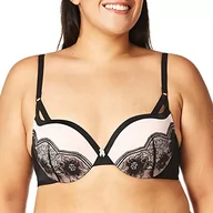 Biustonosze - Maidenform Damski biustonosz push-up, Czarny/delikatny brzoskwiniowy pasek koronka, 80B - miniaturka - grafika 1