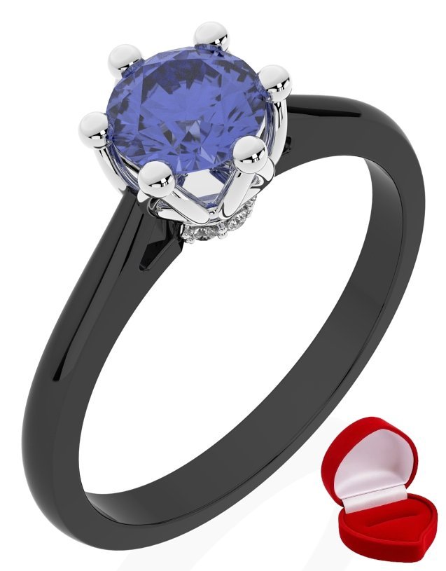 ZŁOTY PIERŚCIONEK ZARĘCZYNOWY 585 14k TANZANIT 0,50 ct CZARNE ZŁOTO R10