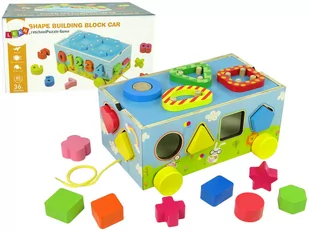 Import LEANToys Drewniany Sorter Na Kółkach Klocki Figury Geometryczne Edukacyjne LT-10152-0 - Sortery dla dzieci - miniaturka - grafika 1