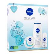 Zestawy kosmetyków damskich - Nivea Fresh Soft zestaw Żel pod prysznic 250 ml + antyperspirant 150 ml + nawilżający krem 100 ml dla kobiet - miniaturka - grafika 1