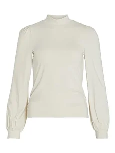 Vila Damski top z długimi rękawami, wysoki dekolt, biały (White Sand), XS - Koszulki i topy damskie - miniaturka - grafika 1