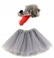 Stroje karnawałowe - STRÓJ CZAPKA WILK PLUSZOWY + SPÓDNICZKA TUTU STRÓJ PRZEBRANIE WILKA - miniaturka - grafika 1